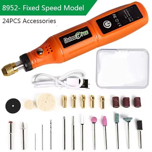 Cordless Mini Drill Engraving Pen 3-Speed USB Tool with 24PCS Kit
