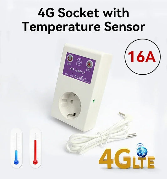 4G Smart Power Socket with Temperature Sensor