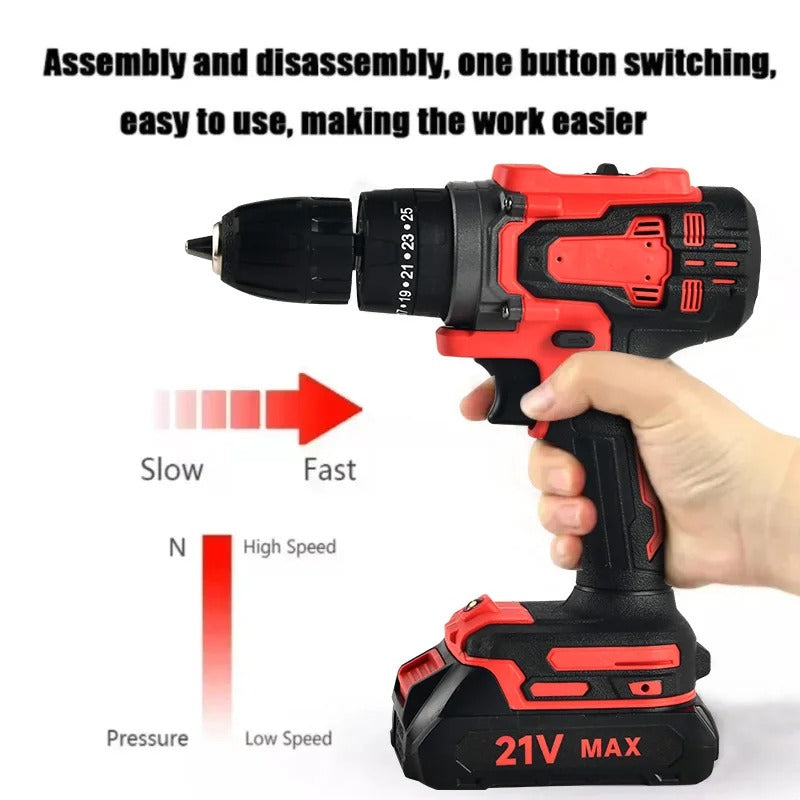 21V Electric Drill 2-Speed Adjustable Torque