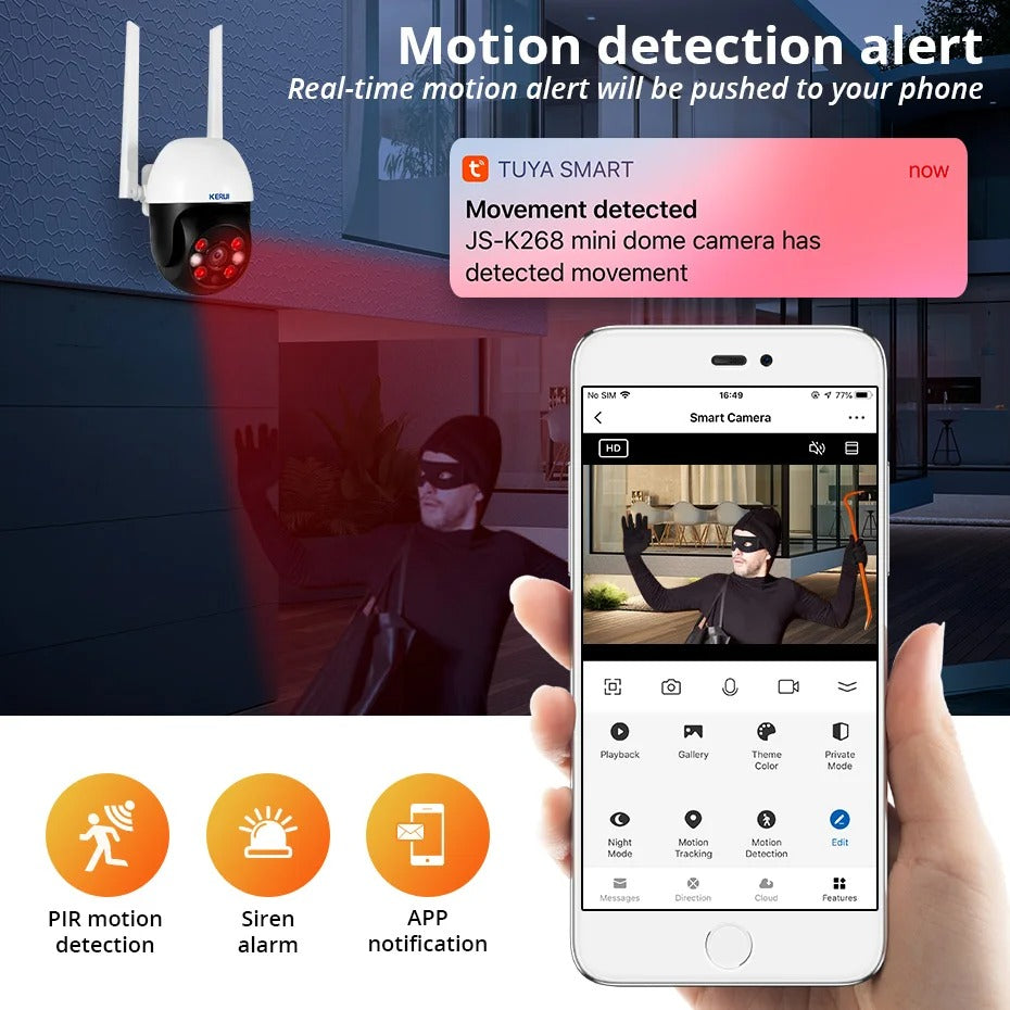 4K PTZ WiFi Security Camera Outdoor Smart CCTV