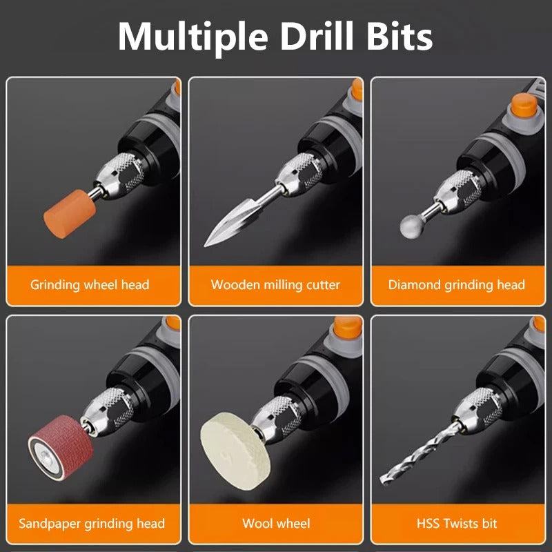 Cordless Mini Drill Engraving Pen 3-Speed USB Tool with 24PCS Kit
