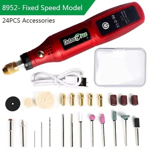 Cordless Mini Drill Engraving Pen 3-Speed USB Tool with 24PCS Kit